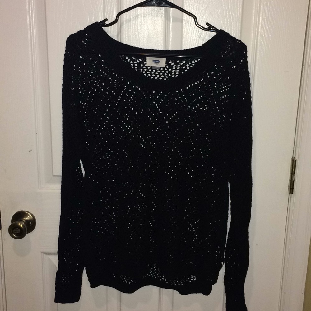 Black open knit sweater